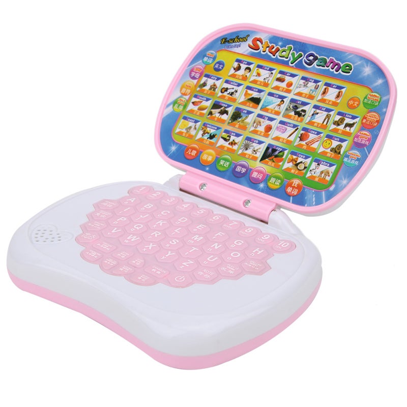 White Learning Toy Laptop with Rubber Keyboard - Portable Lightweight Educational Computer for Toddler Early Education - Eye Protection Multiple Modes for 3 Year Old Learning - Image 2