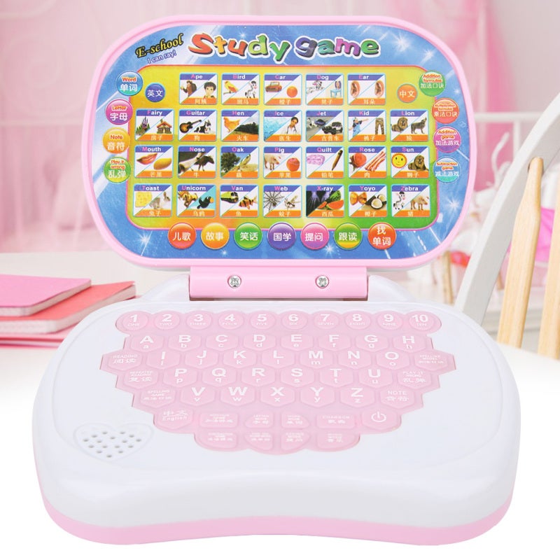 White Learning Toy Laptop with Rubber Keyboard - Portable Lightweight Educational Computer for Toddler Early Education - Eye Protection Multiple Modes for 3 Year Old Learning - Image 4