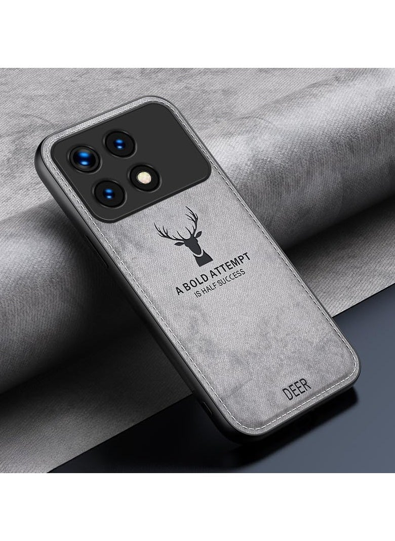 VKL - متوافق مع حافظة Xiaomi Poco X6 Pro/Redmi K70E، حماية شاملة للعدسة، حافظة واقية خفيفة الوزن بنمط قماش فاخر (رمادي) - Image 1