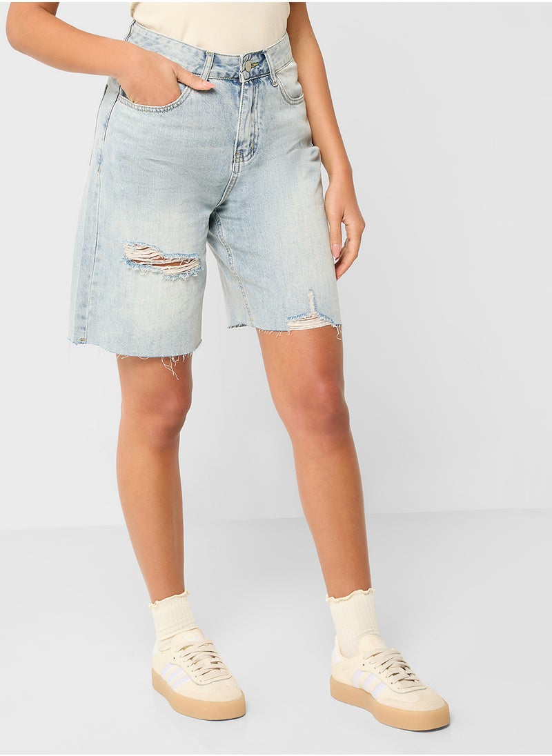 Ginger Distressed Denim Bermuda Shorts  - Image 2