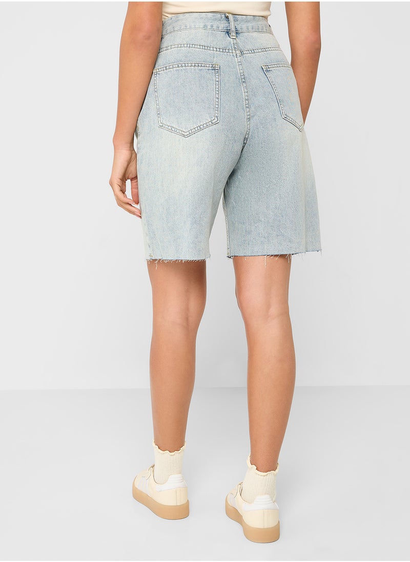 Ginger Distressed Denim Bermuda Shorts  - Image 3