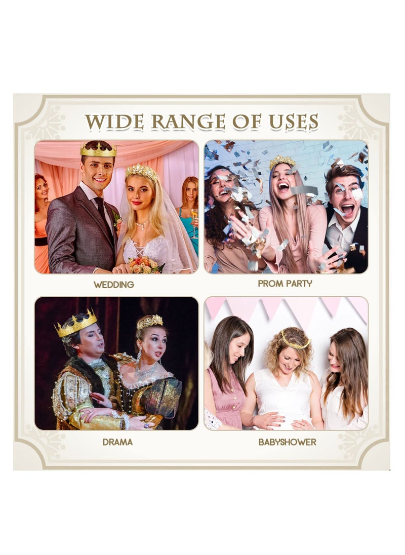 Excefore - Antique Royal Crown, King Crown for Men, Baroque Queen Crown for Women, Medieval vintage Costume Accessories Suitable for Prom, Wedding Party, Birthday Party - Image 1