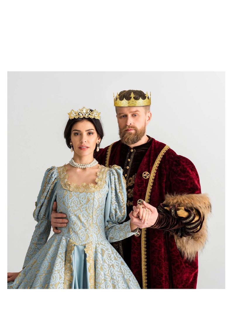 Excefore - Antique Royal Crown, King Crown for Men, Baroque Queen Crown for Women, Medieval vintage Costume Accessories Suitable for Prom, Wedding Party, Birthday Party - Image 1