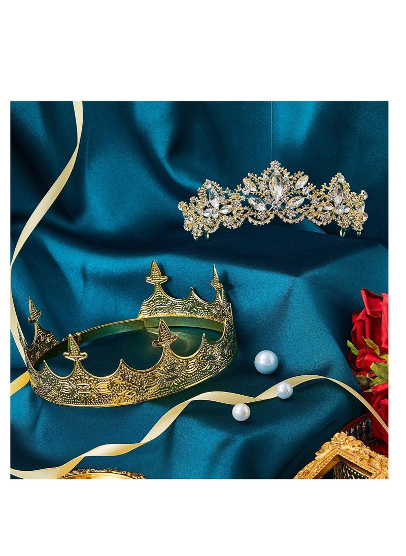 Excefore - Antique Royal Crown, King Crown for Men, Baroque Queen Crown for Women, Medieval vintage Costume Accessories Suitable for Prom, Wedding Party, Birthday Party - Image 1