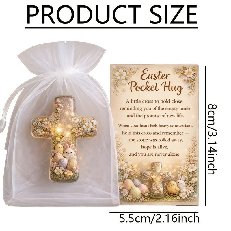 Easter Cross Pocket Hug Greeting Card Encouragement Gift Emotional Support Mini Decoration - Image 2
