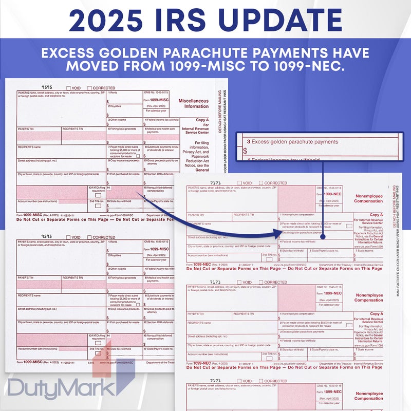 Dutymark 50 1099 NEC Tax Forms 2025 with Envelopes, 4 Part Legal Laser Tax Forms Kit, 50 Self Seal Envelopes, US Government Forms - Compatible with QuickBooks and Accounting Software, Made in The USA 50 Pack - Image 4