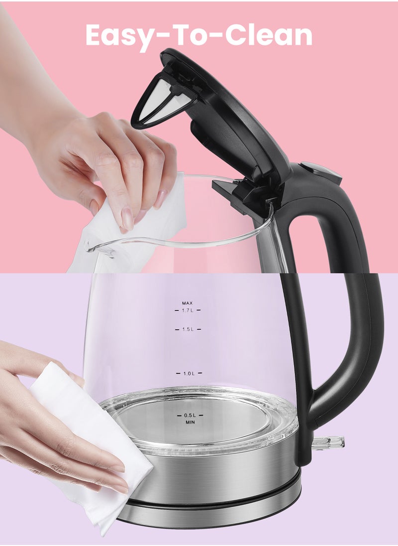 Comfee' - COMFEE' Glass Electric Tea Kettle & Hot Water Boiler, 1.7L, Cordless with LED Indicator, 2200W Fast Boil, Auto Shut-Off and Boil-Dry Protection - Image 1