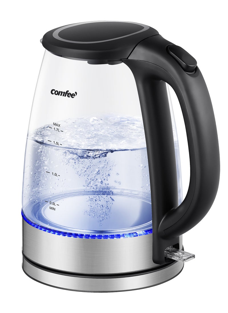 Comfee' - COMFEE' Glass Electric Tea Kettle & Hot Water Boiler, 1.7L, Cordless with LED Indicator, 2200W Fast Boil, Auto Shut-Off and Boil-Dry Protection - Image 1