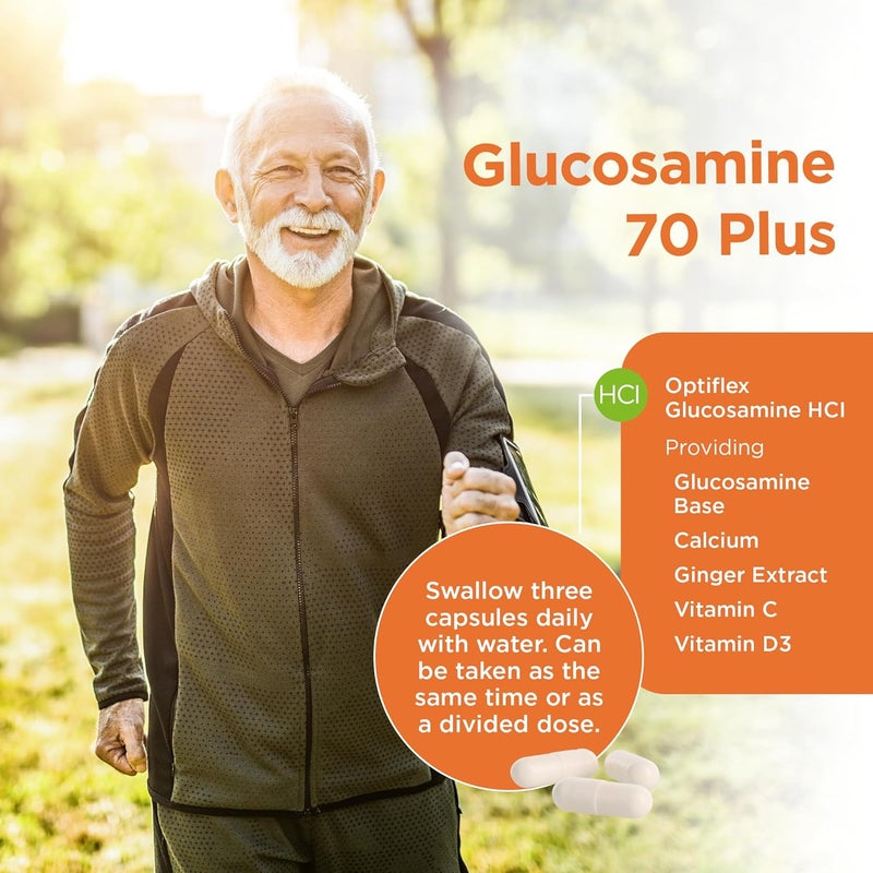 Healthspan Fast Release Glucosamine 70 Plus 120 Capsules with Vitamin C Vitamin D3 Easy to Digest Calcium Ginger Vegetarian - Image 4