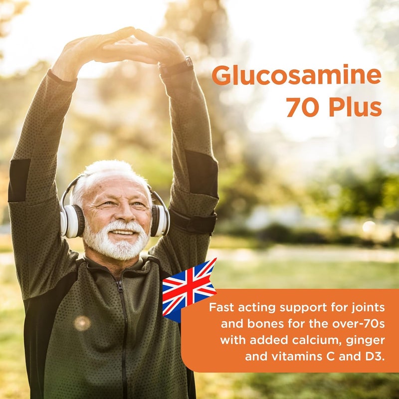 Healthspan Fast Release Glucosamine 70 Plus 120 Capsules with Vitamin C Vitamin D3 Easy to Digest Calcium Ginger Vegetarian - Image 3