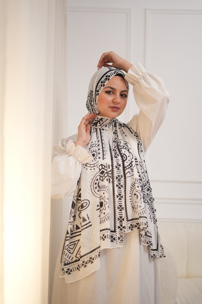 كايان طرحة شيفون كريب همسات رقيقة مشجرة شيفون بتصميم مميز - متعدد الألوان - Image 1
