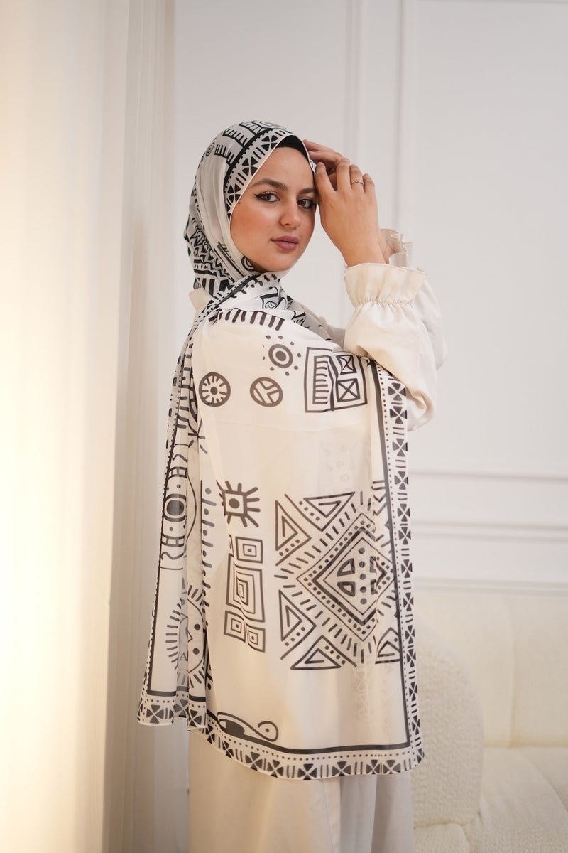 كايان طرحة شيفون كريب همسات رقيقة مشجرة شيفون بتصميم مميز - متعدد الألوان - Image 2