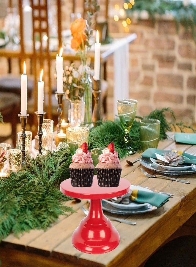 Vaguelly Cake Display Stand Cake Stand, 8 inch/ 20 cm Dessert Display Stand Footed Metal Cake Plate, Round Cheese Board Dessert Serving Tray, Wedding Buffet Table Decoration (red) Christmas Decor - Image 2