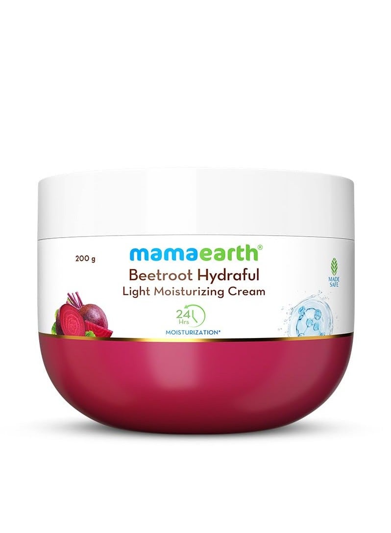 Mama Earth Beetroot Hydraful Light Moisturizing Cream With Beetroot & Hyaluronic Acid|For Hydrated Pink Glow|For Face, Hand & Body|24H Moisturization|Quick Absorbing|Non-Greasy|Soft Moisturizer|200 G - Image 1