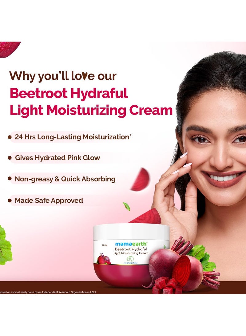Mama Earth Beetroot Hydraful Light Moisturizing Cream With Beetroot & Hyaluronic Acid|For Hydrated Pink Glow|For Face, Hand & Body|24H Moisturization|Quick Absorbing|Non-Greasy|Soft Moisturizer|200 G - Image 3