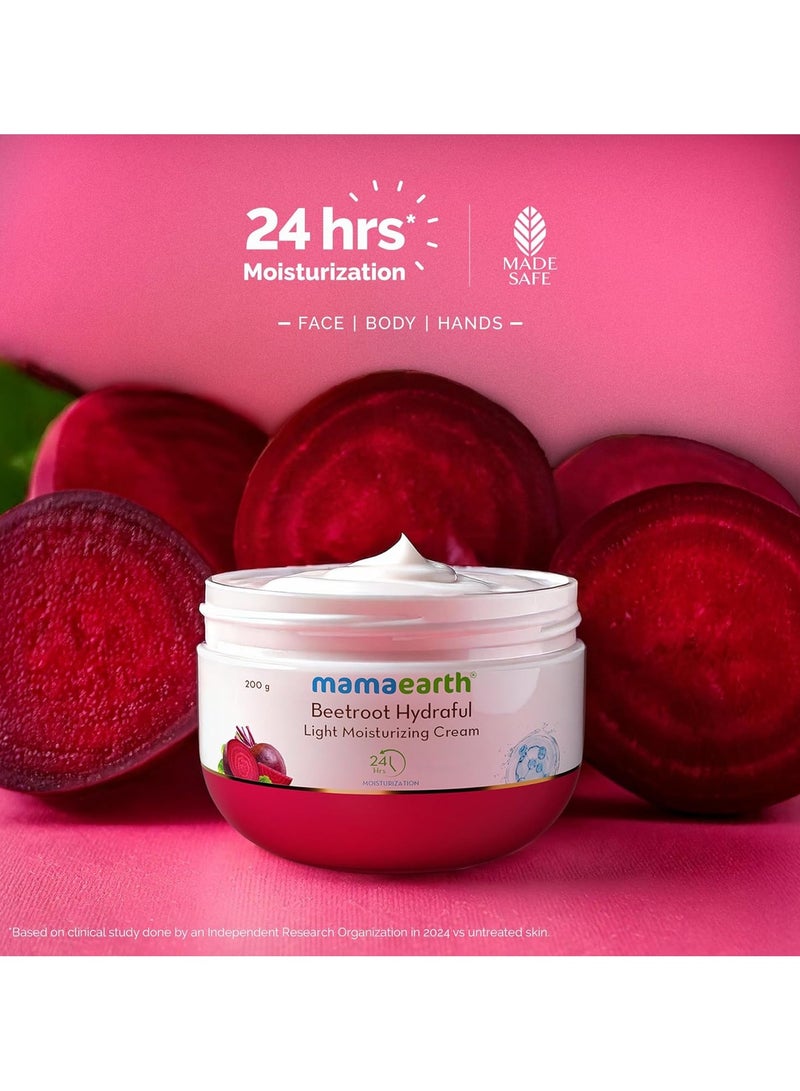 Mama Earth Beetroot Hydraful Light Moisturizing Cream With Beetroot & Hyaluronic Acid|For Hydrated Pink Glow|For Face, Hand & Body|24H Moisturization|Quick Absorbing|Non-Greasy|Soft Moisturizer|200 G - Image 2
