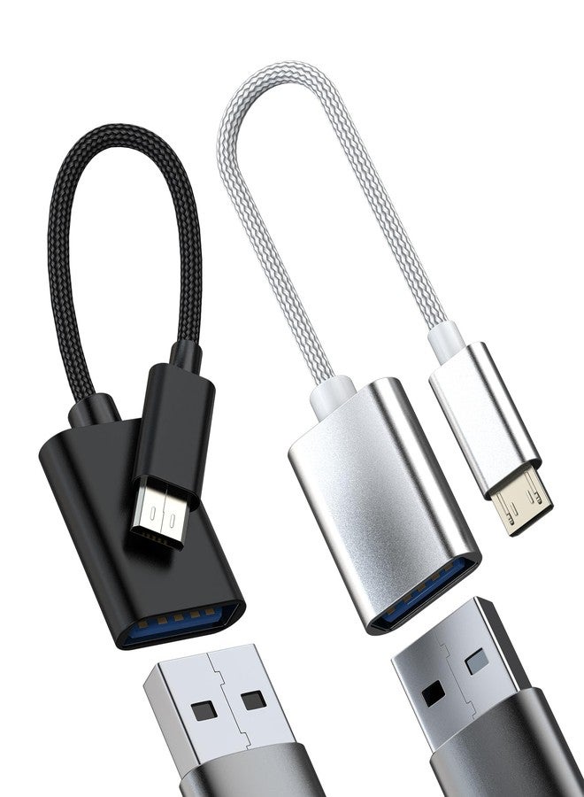 HOYULLI Micro USB Male to USB Female Adapter(2pack)OTG 3.0 Cable Connector Data Transfer External Flash Drive Stick Extension Keyboard Android Port Converter Compatible for Samsung S6 Edge+ S7 Active Note 4 5 - Image 1
