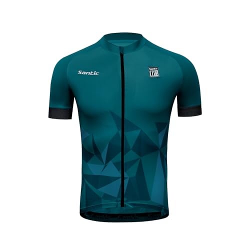 Santic Cycling Jersey Men's Short Sleeve Tops Mountain Biking Shirts Bicycle Jacket with Pockets - Image 1