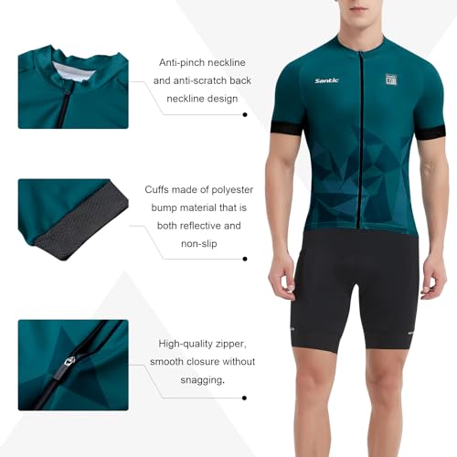 Santic Cycling Jersey Men's Short Sleeve Tops Mountain Biking Shirts Bicycle Jacket with Pockets - Image 5
