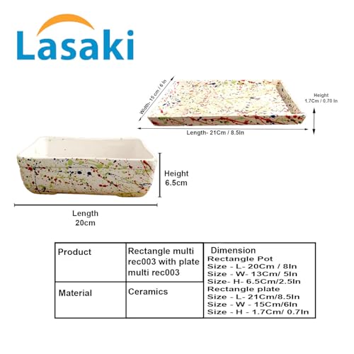 Lasaki Rectangle Shaped Multi Rec003 Ceramic Planter/Pot with Multi Tray | Mini Flower Plant Container/gamla for Indoor, Outdoor, Garden Decoration, Balcony & Office (Plants Not Included) - Image 2