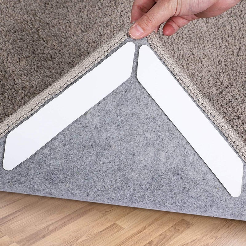 Sollifa Rug Tape,16 Pcs Dual Sided Washable Removable Rug Stopper for Area Rug, Non Slip Adhesive Prevent Curl for Hardwood Floors and Carpet Corners - Image 1
