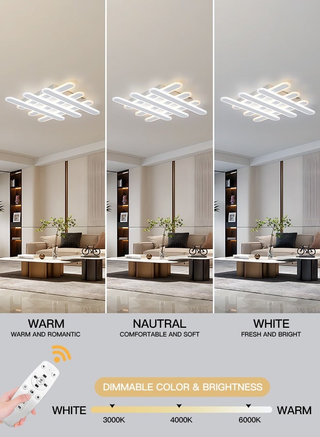 YATAI LIGHTING YATAI Modern White LED Semi-Flush Ceiling Light, 40–60W Remote-Controlled Dimmable Fixture, 3000K–6000K Color Temperature Adjustable, Acrylic Lampshade, for Bedroom, Living Room, Library,50cm - Image 2