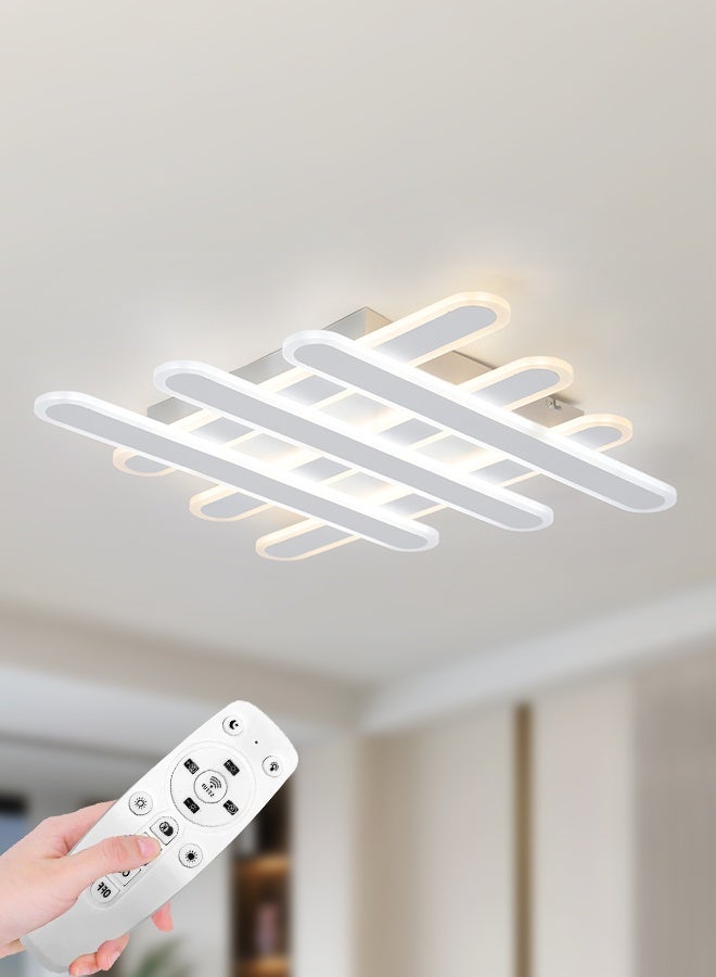 YATAI LIGHTING YATAI Modern White LED Semi-Flush Ceiling Light, 40–60W Remote-Controlled Dimmable Fixture, 3000K–6000K Color Temperature Adjustable, Acrylic Lampshade, for Bedroom, Living Room, Library,50cm - Image 1
