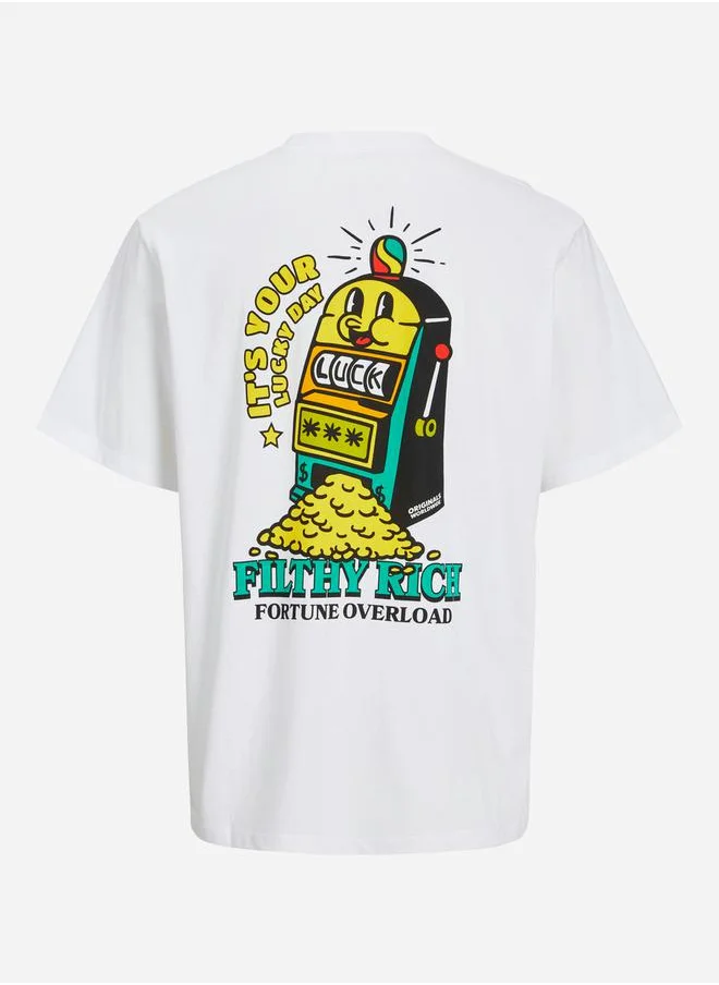 جاك اند جونز Graphic Print Crew Neck T-Shirt