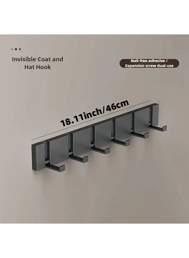 Milky White 8 Hooks No Drill Wall Mount Invisible Hanger For Clothes Hats Bags - Image 4