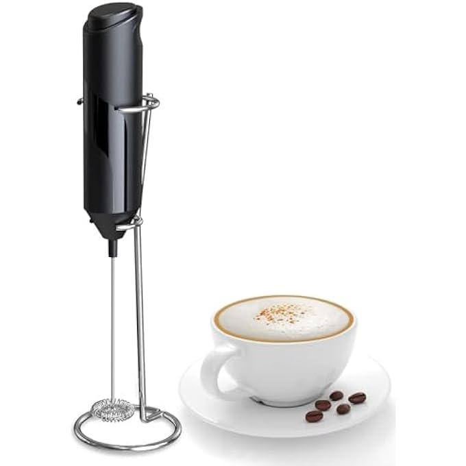 بوليفياز خلاط كهربائي للحليب من الفولاذ المقاوم للصدأ، متين وآمن، خلاط يدوي كهربائي يعمل بالبطارية، خلاط صغير للقهوة والفرابيه والماتشا والشوكولاتة الساخنة - Image 1