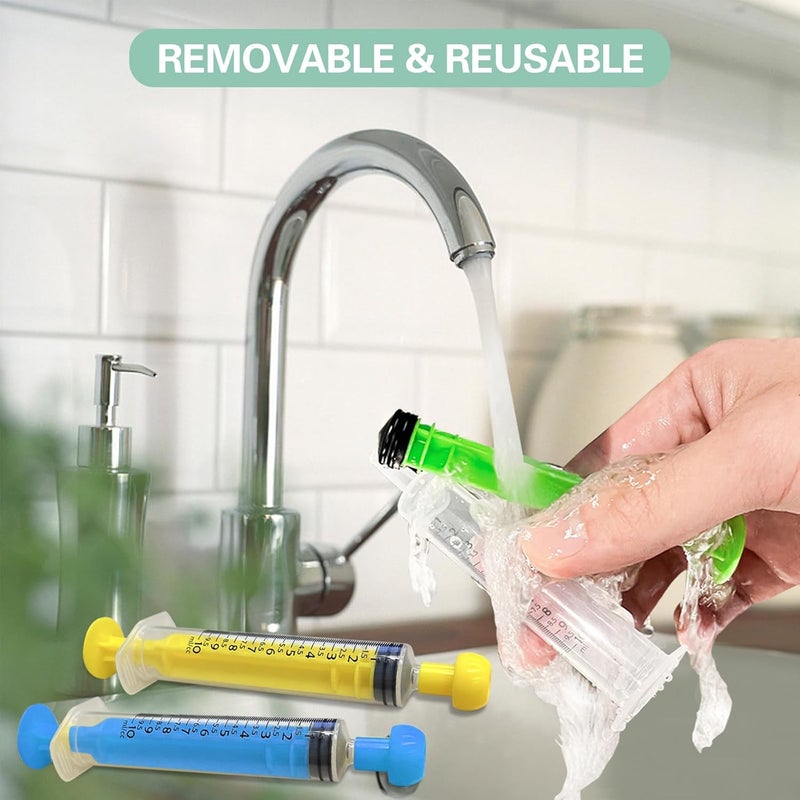 FINEASY 10 Pack 10ml Plastic Syringe with Cap, Colourful Syringe Reusable, Disposable Sterile Syringes for Scientific Labs Measuring Baby Medicine Dispensing Animal Feeding Plant Watering - Image 4