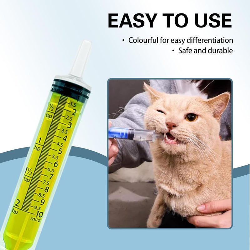 FINEASY 10 Pack 10ml Plastic Syringe with Cap, Colourful Syringe Reusable, Disposable Sterile Syringes for Scientific Labs Measuring Baby Medicine Dispensing Animal Feeding Plant Watering - Image 5