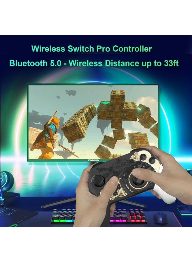 Zikra Switch Pro Controller Thumb Grips, Compatible with Switch OLED/LITE Controller, Wireless Pro Controller for Switch, Rechargeable Remote Controller with NFC, Wake Up Function- Black - Image 2
