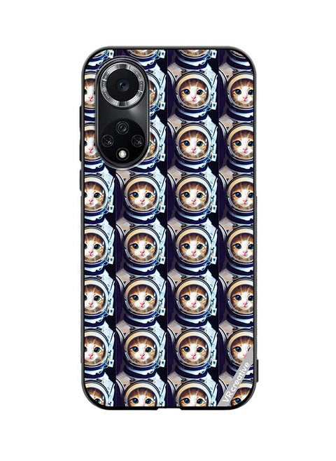 Protective Case Cover For Huawei Nova 9 Pro Cat Face Inside Astronauts Helmet Pattern Design Multicolour