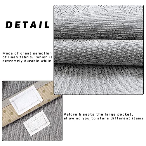 NB منظم ذراع الأريكة NB لحامل التحكم عن بُعد بجانب السرير مع 5 جيوب، حامل تحكم عن بُعد غير قابل للانزلاق لملحقات الأريكة وكراسي الاسترخاء (رمادي، 35"x12.4") - Image 2