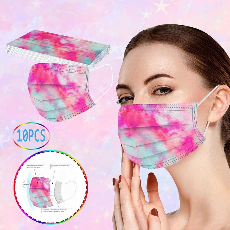 woobles 50 Pack Tie Dye Disposable Face Mask For Women Girl Adults With Designs Cute Paper Masks Full Face Cover Protections B - Image 4