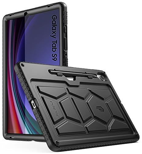 Poetic TurtleSkin Case for Samsung Galaxy Tab S9 (2023 Release) 11 inch Case with S Pen Holder, Heavy Duty Shockproof Kids Friendly Protective Silicone Cover, Black - Image 1