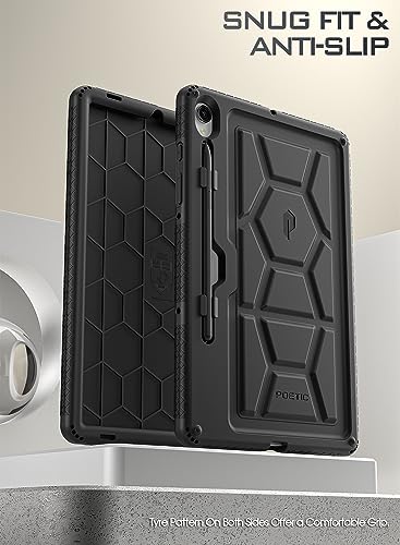 Poetic TurtleSkin Case for Samsung Galaxy Tab S9 (2023 Release) 11 inch Case with S Pen Holder, Heavy Duty Shockproof Kids Friendly Protective Silicone Cover, Black - Image 4