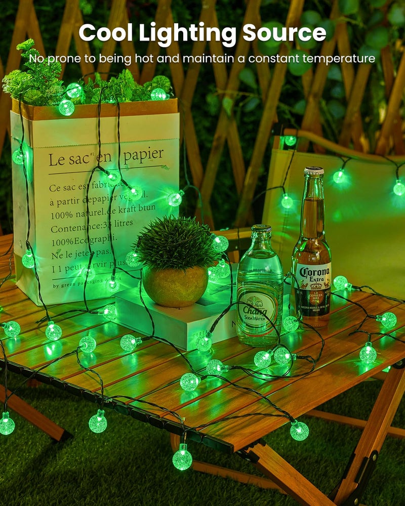 Brightown Solar String Lights Outdoor 60 Led 35.6 Feet Crystal Globe Lights with 8 Lighting Modes, Waterproof Solar Powered Patio Lights for Garden Yard Porch Wedding Party Decor (Green) - Image 3
