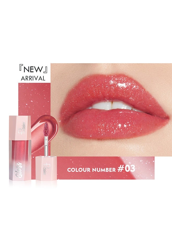 pudaier Ultra Glossy Lip Gloss, Diamond Matte Lip Oil Gloss Glitter Metallic Liquid Lipstick Glitter Shimmer Lip Glaze Shimmery Finish High Pigment Long Lasting Lip Gloss Tint Makeup 03 - Image 2