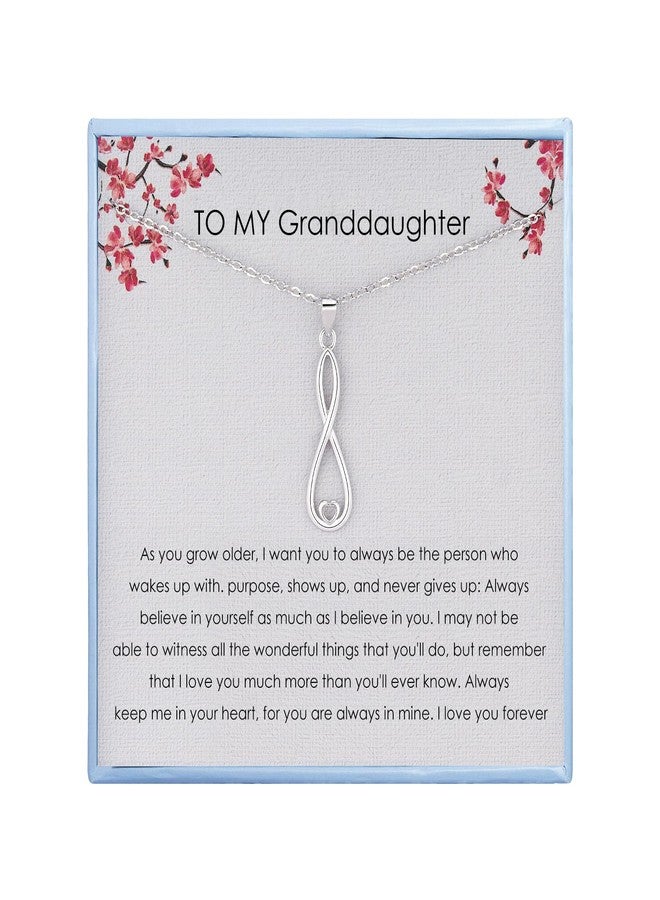 بيرنينج لوف قلادة للحفيدة، هدايا من الجدة، قلادة فضية بتصميم إنفينيتي للحفيدة، هدية مثالية لأعياد الميلاد والتخرج وعيد الميلاد والعطلات - Image 1