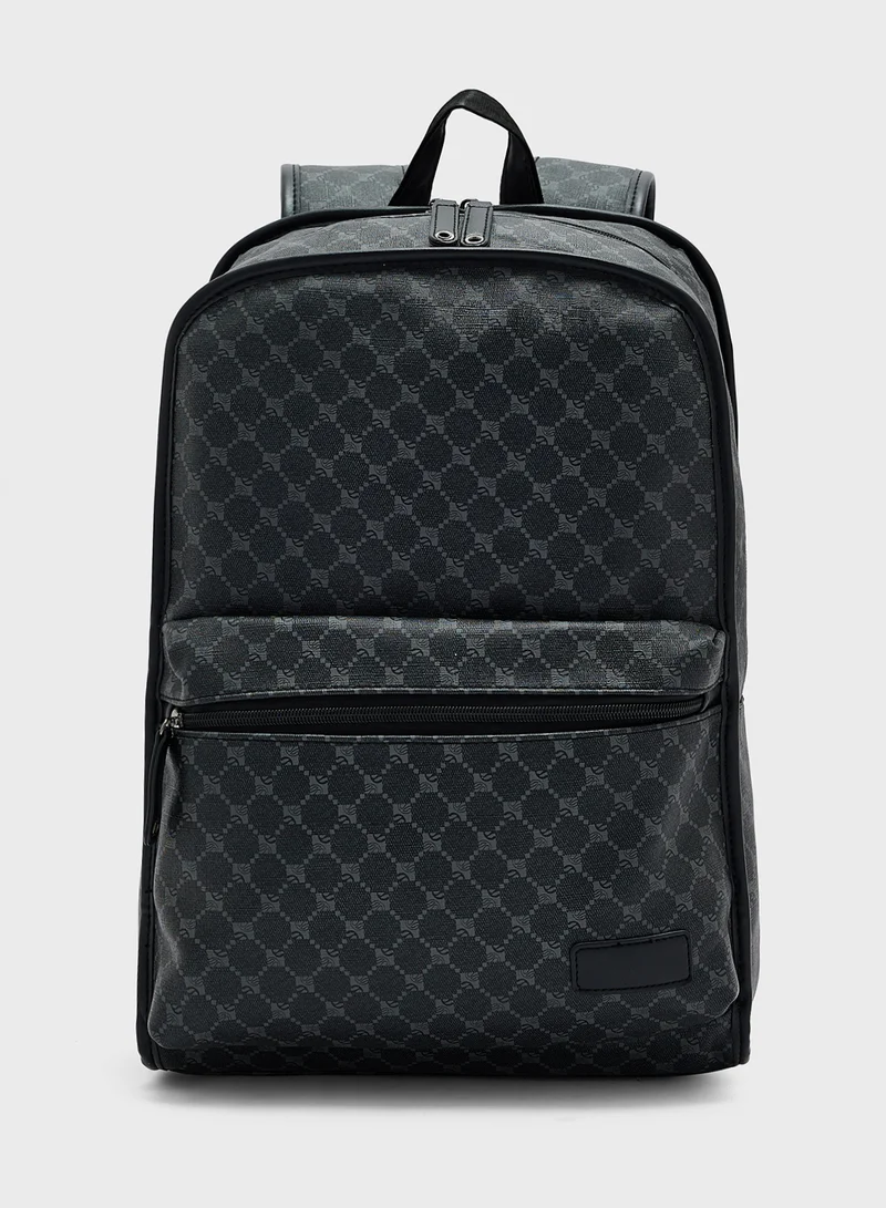 Robert Wood Printed Casual Backpack With Laptop Compartment