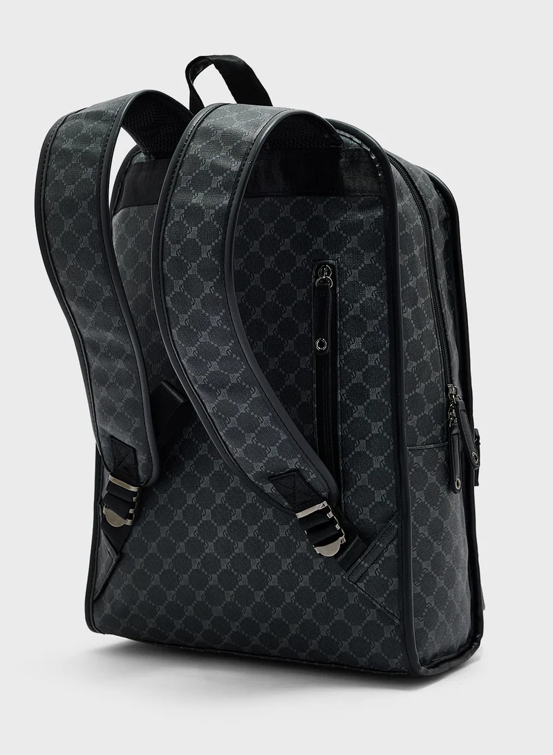 Robert Wood Printed Casual Backpack With Laptop Compartment