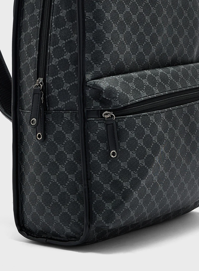 Robert Wood Printed Casual Backpack With Laptop Compartment