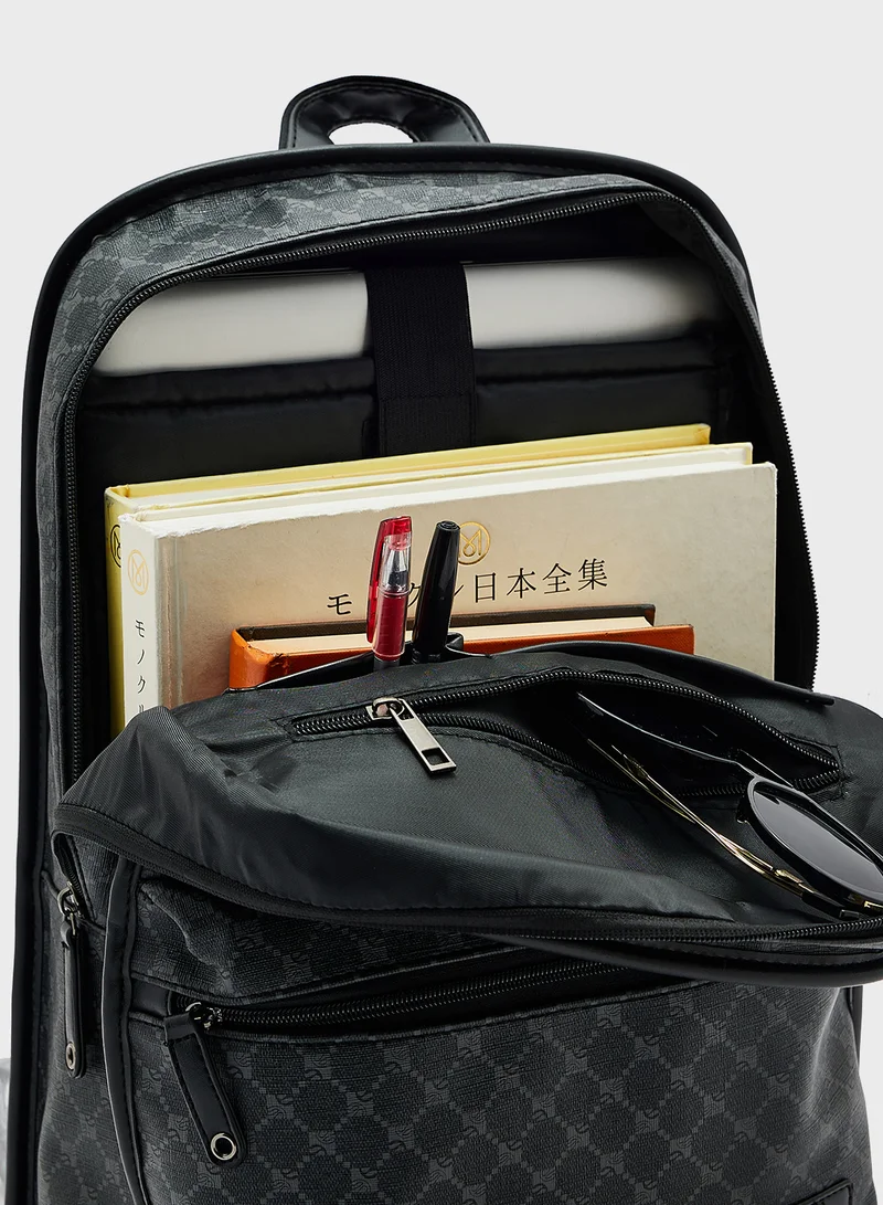 Robert Wood Printed Casual Backpack With Laptop Compartment