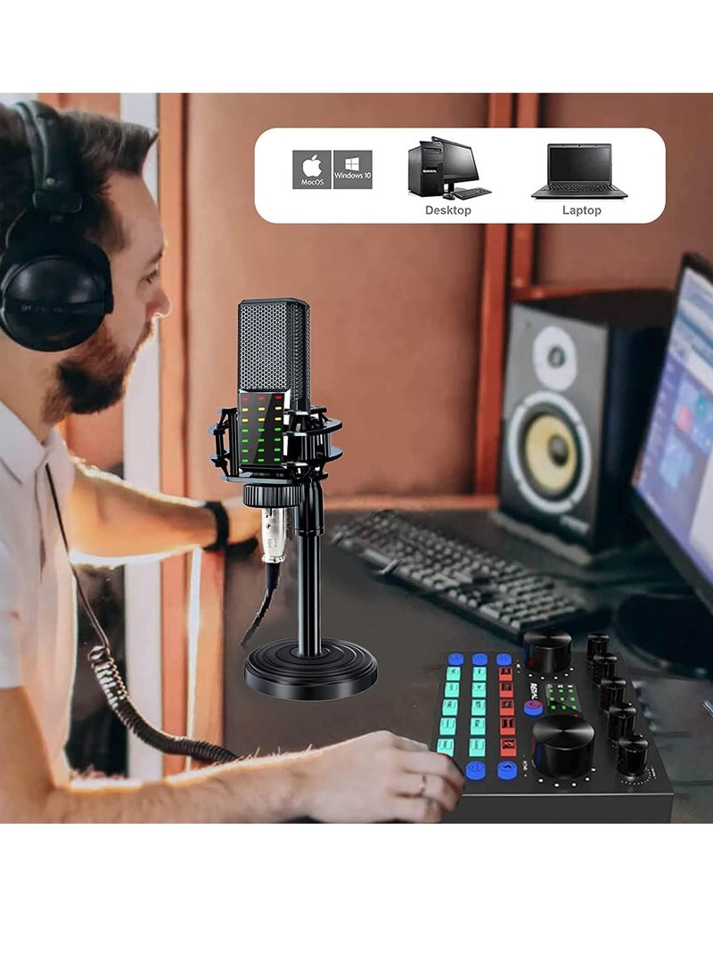 Generic - USB External Sound Card DJ Mixer with Audio Mixer Voice Changer , Built-in 10 LED Sound Effects , 2X People Live ,for Streaming Gaming, PC Recording , Karaoke ,Video Youtube , TikTok - Image 1