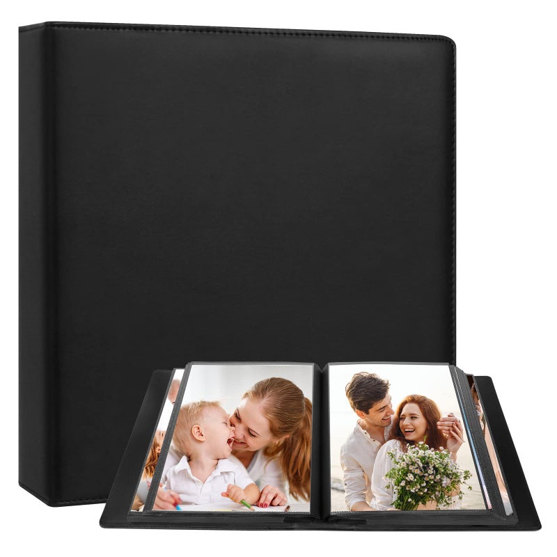 Aevdor 8x10 Photo Album 168 Pockets Holds 168 Photos, Large Capacity Leather Cover Family Wedding Baby Photo Book for 8 x 10 Pictures, Photo Album 8x10 with Black Inner Pages (Black) - Image 1
