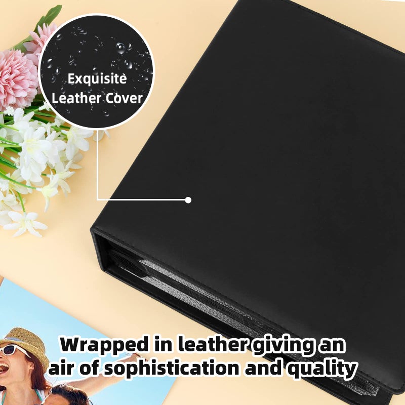 Aevdor 8x10 Photo Album 168 Pockets Holds 168 Photos, Large Capacity Leather Cover Family Wedding Baby Photo Book for 8 x 10 Pictures, Photo Album 8x10 with Black Inner Pages (Black) - Image 3