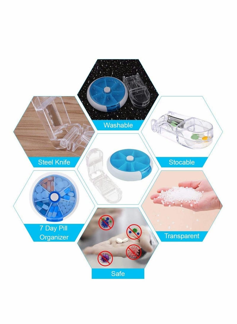 KASTWAVE 1 Box Cutter Splitter 4 Times a Day Case 7 Medicine Organiser With Clamshell Spinning Open Design Dispensers - Image 2