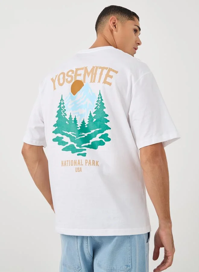 Styli Graphic Print Oversized Crew Neck T-Shirt